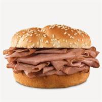 Classic Roast Beef Sandwich Small Meal · Thinly sliced roast beef on a toasted sesame seed bun. Visit arbys.com for nutritional and a...