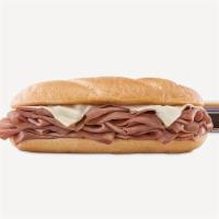 Classic French Dip and Swiss Cheese with Au Jus Small Meal · A half pound of thinly sliced roast beef with melted Swiss cheese on a toasted sub roll. Ser...