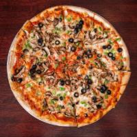 Veggie  Pizza · Green peppers, onions, olives, mushrooms 