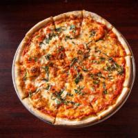 Margherita Pizza · Fresh basil, garlic and mozzarella cheese.