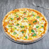 Chicken Tikka Pizza · Chicken with tikka masala sauce, mozzarella cheese.