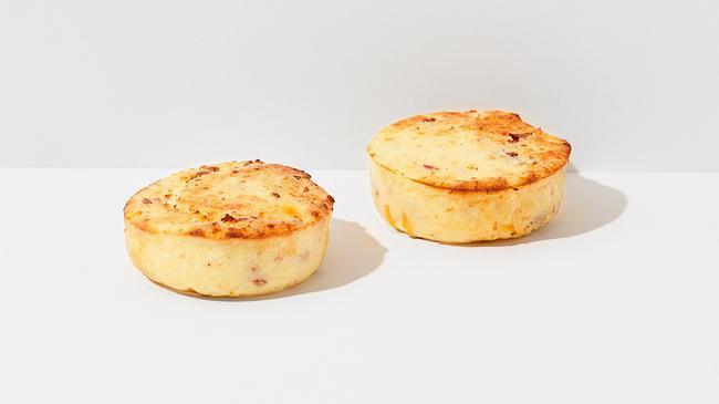 Turkey Sausage Egg Bite · Cage-free eggs cooked to perfection using the French “sous-vide” technique, combined with turkey sausage and three mouth watering cheeses: Gruyere + Monterey Jack + Cheddar. Our egg bites are packed with protein, loaded with flavor + super convenient 🎯