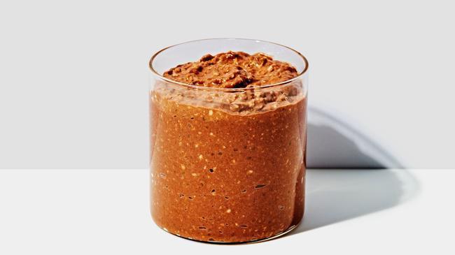 Power Breakfast (GF) · Start your day with the power of overnight oats. A rich and flavorful combination of ingredients that will have you ready to take on the day. 

Ingredients: Rolled Oats, Esti Foods Vanilla Bean Greek Yogurt, Peanut Butter, Chia Seeds, Milk, Cocoa Powder, Salt, Honey + Vanilla
