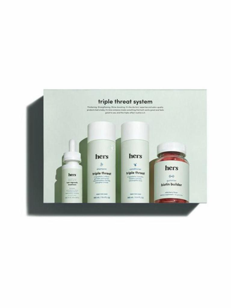 hers triple threat 4 piece system - total hair package to support hair growth  · 