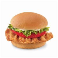 Crispy Chicken Sandwich · A crispy chicken fillet topped with crisp chopped lettuce, thick-cut tomato & mayo on a warm...