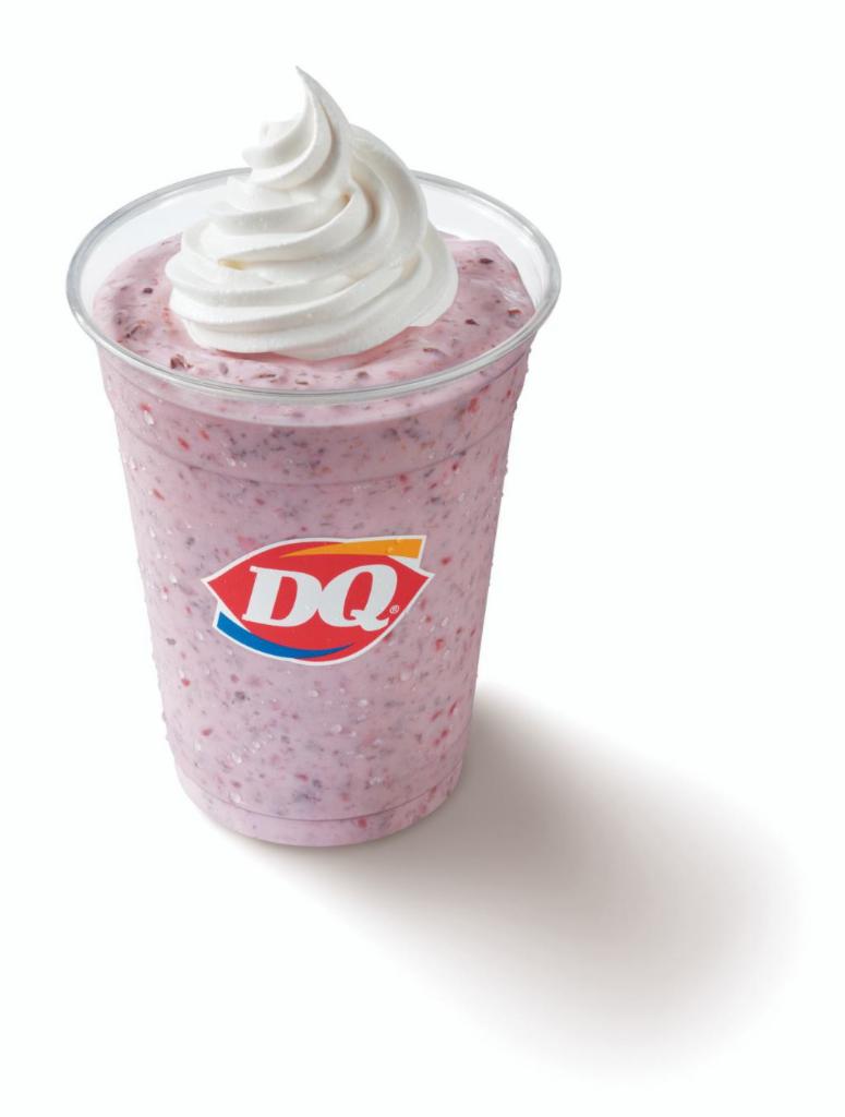 Raspberry Chip Shake · Real raspberries blended with choco confetti chips, real milk, and our world-famous vanilla and garnished with whipped topping