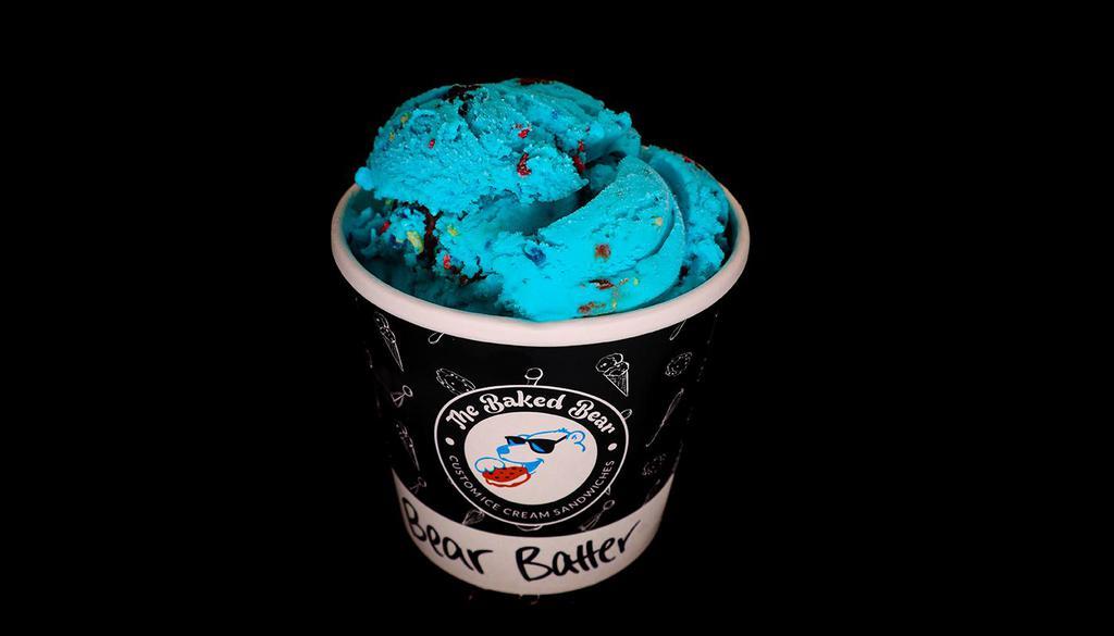 Bear Batter Pint · Blue cake batter with brownies and sprinkles.