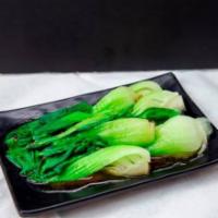 Bok Choy (v) · Boiled bok choy. This is the vegetarian option of bok choy with no meat sauce.