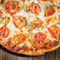 The Veggie Pizza · Mushroom, onion, and green pepper tomato on top. Vegetarian.