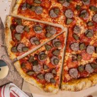 NY Style Hand Stretched Thin Crust Meat Lovers Pizza (12