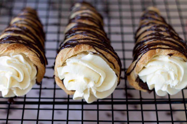 Cream Horn · Puff pastry filled with vanilla custard. (Similar to a cannoli.)