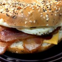 Bacon, Egg and Cheese · Served on a croissant or bagel (.50 cent upcharge)