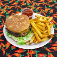 Cheese burger with fries! · Double double cheeseburger dressed with lettuce, tomato, onions, pickles, mustard, mayonnais...