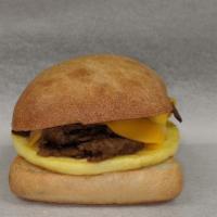 American Sandwich -Philly Steak, Egg and Cheese  · Sandwich with beef steak and egg. 