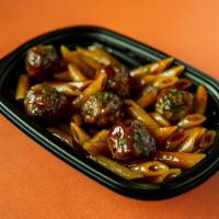Classic BBQ Meatball Bowl · Beef, veal, pork & ricotta meatballs tossed with sweet and tangy BBQ sauce. Served on a bed ...