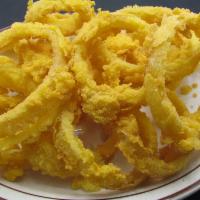 Homemade Onion Rings · Hand breaded and fried to crispy golden perfection. Served with a choice of sauce.