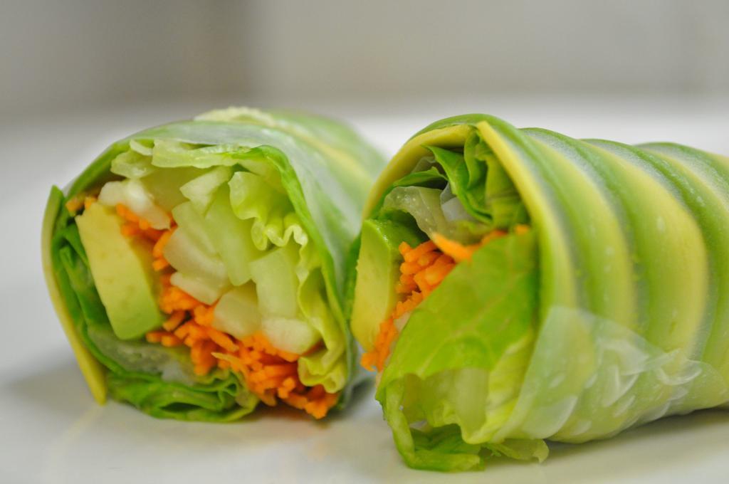 Fresh Garden Roll · Lettuce, carrot, avocado, cucumber in thin rice wrapper.