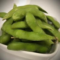Edamame · Steamed soy beans.