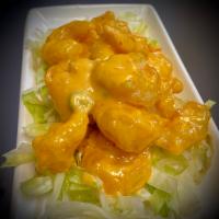 Bang Bang Shrimp · Fried shrimp and green onion tossed with spicy chili mayo. Hot and spicy.