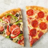 2 New York Slices & Drink Combo · Choose from any of our thin NY style slices and a 22oz fountain drink.