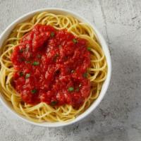 Kid's Spaghetti · Spaghetti noodles with our zesty tomato sauce  