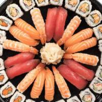 SAMURAI PLATTER · A combination platter with: California Roll†, Spicy Tuna Roll*, Spicy Shrimp Roll, Tuna Nigi...