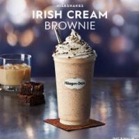 Irish Cream Brownie Milkshake · Irish Cream Brownie ice cream blended and topped with whipped cream and cookie crunch. Serve...