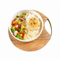Rice ＆ Hummus · Rice with homemade hummus ＆ caramelized onion nd mix seasonal roasted vegetables. Vegan. glu...