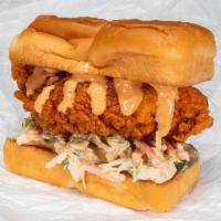 THC Slider · Crispy fried chicken tender, spiced to your liking, Plain, Nashville Hot or Nashville Hotter...