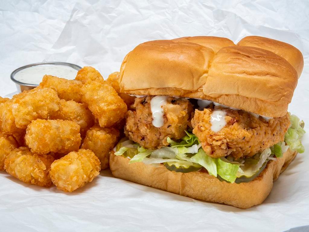 BMC Combo · Bad Mutha Clucka sandwich with a choice of fries, tots, hot fries or hot tots 