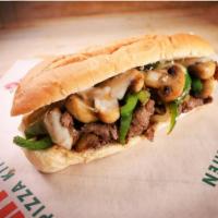 Philly Cheese Steak Submarine · Thinly sliced steak, mozzarella cheese, fresh mushrooms, fresh green peppers and onions.