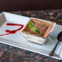 Tiramisu House Specialty · Lady fingers dipped in espresso with mascarpone cheese and whipped cream.