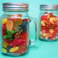 Sweet Candy Jar · Assortment of Peach Rings, Gummy Worms, Gummy Bears, Red Ribbon & More!