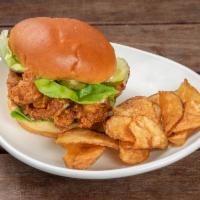 Spicy Chicken Sandwich Lunch · Fried chicken breast, pickles, shredded lettuce and habanera mayo.