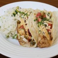chicken tacos · 
cabbage slaw, pico de gallo, chipotle mayo for each taco