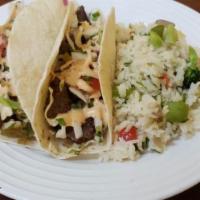 beef taco · 
cabbage slaw, pico de gallo, chipotle mayo for each taco