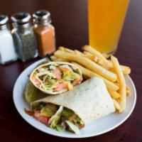 Veggie Wrap · Grilled onions, banana peppers, mushrooms, lettuce, tomatoes, cheese and ranch dressing.