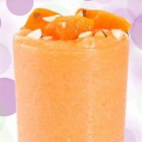 Papaya Almond Smoothie · Almond milk, papaya, almond, protein, and organic agave nectar.