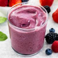 Triple Berry Smoothie · Non dairy. Blueberries, raspberries and strawberries. 
