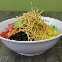 Southwestern Salad · Entrée portion salad with Romaine lettuce, Oaxaca cheese, corn, black beans, avocado, tomato...