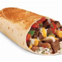 Grilled Steak Burrito · Charbroiled steak, pinto beans, pico de gallo, cilantro-lime rice, hot sauce and a four-chee...