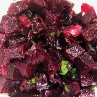 16 oz. Beet Salad · Chopped beets and red onion marinated in red wine vinegar and olive oil, tossed with parsley...