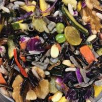 14 oz. Wild Rice Salad · Wild rice with red cabbage, carrots, corn, peas, bell pepper, zucchini, golden raisins, pine...