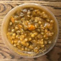 16 oz. Lentil Soup · A small batch soup featuring lentils, chopped onion, carrot and celery with a dash of tomato...