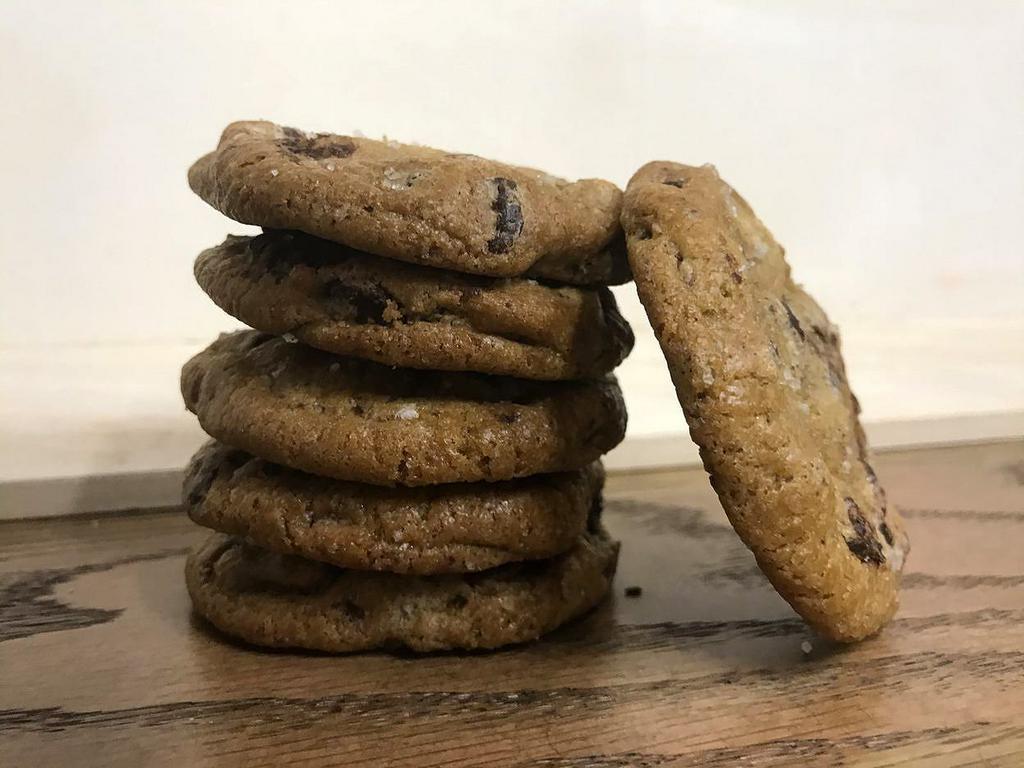 Sea Salt Chocolate Chip Cookies 6pk · A satisfying balance of sweet and salty. Our chocolate chip cookies, crafted from scratch with Valrhona chocolate chips and sprinkled with savory sea salt. [Allergens: Wheat, Egg, Milk]