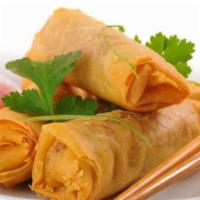 3 Spring Rolls   · Crispy spring rolls filled with bean thread, cabbage, carrots, celery and black mushrooms, s...