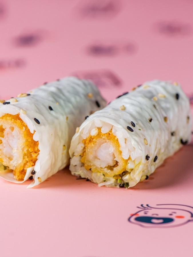 Krispy Shrimp Handroll · panko crusted shrimp, tartar sauce, sushi rice wrapped in soy paper (2 pc)