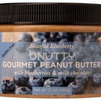 BNutty Blissful Blueberry Peanut Butter (12 0z Jar) · Crunchy Honey-Roasted Peanut Butter with Whole Blueberries and Milk Chocolate