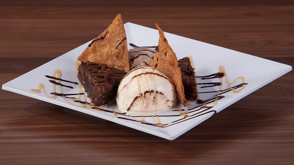 Brownie Sundae · Vanilla and Chocolate Ice Cream with Moist Brownies and Homemade Cinnamon Chips