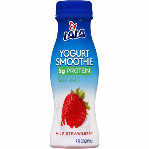 LaLa Yogurt Smoothie Wild Strawberry 7oz · Sweet but tart smoothie made with real strawberries. Contains 5g of protein.